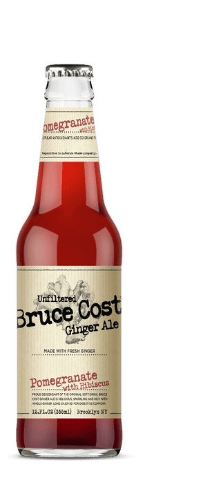 Bruce Cost Unfiltered Ginger Ale, Pomegranate with Hibiscus 12 oz - Multi Pack