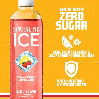 Sparkling Ice Flavored Sparkling Water, Strawberry Lemonade, 17 oz (Pack of 12)