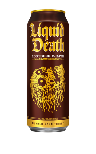 Liquid Death Sparkling Water, Root Beer Wrath, 19.2oz King Size (Pack of 12)