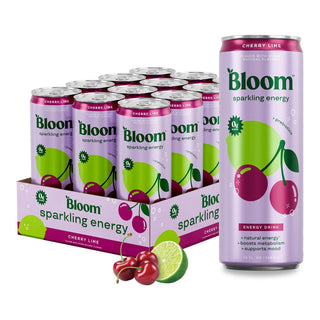 Bloom Sparkling Energy Drink, Cherry Lime, 12oz (Pack of 12)