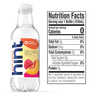 Hint Fruit-Infused Water, Peach Raspberry, 16oz (Pack of 12)