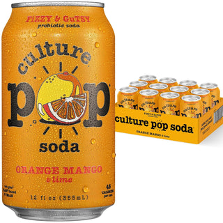Culture Pop Sparkling Prebiotic Soda, Orange Mango, 12oz (Pack of 12)