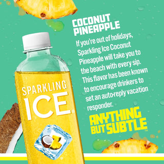Sparkling Ice Flavored Sparkling Water, Coconut Pineapple, 17 oz (Pack of 12)