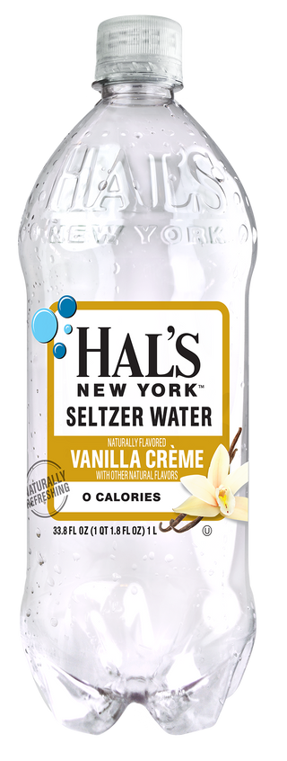 Hal's New York Seltzer Water, Vanilla Créme, 1 Liter (Pack of 15)