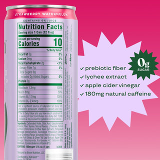 Bloom Sparkling Energy Drink, Strawberry Watermelon, 12oz (Pack of 12)
