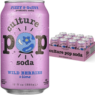 Culture Pop Sparkling Probiotic Soda, Wild Berries, 12oz (Pack of 12)