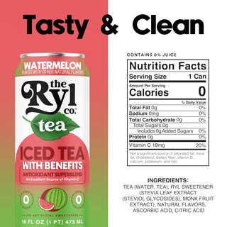 RYL Iced Tea, Watermelon, 16oz (Pack of 12)