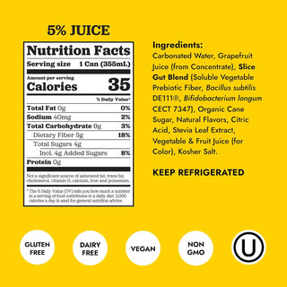Slice Prebiotic & Probiotic Soda Pop, Grapefruit Spritz, 12oz (Pack of 12)