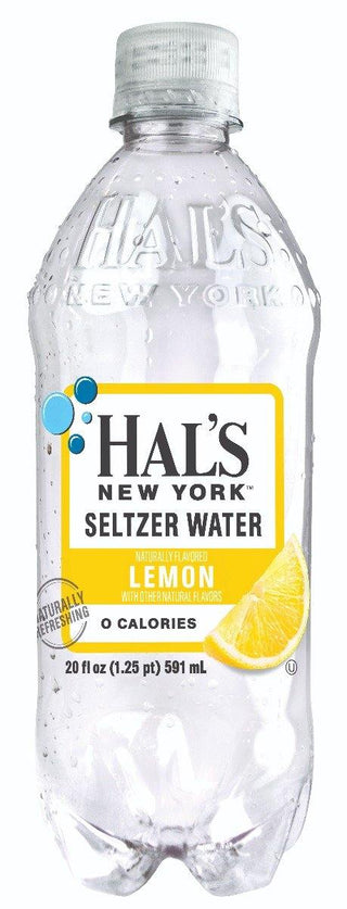Hal's New York Seltzer Water 20oz, Lemon (Pack of 24)