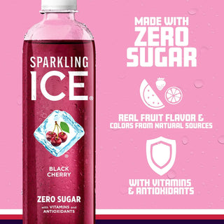 Sparkling Ice Flavored Sparkling Water, Black Cherry, 17 oz (Pack of 12)