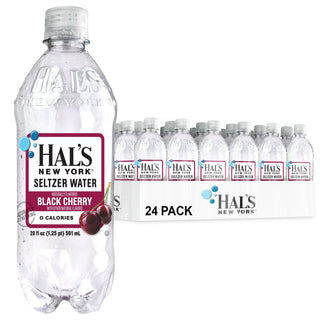Hal's New York Seltzer Water 20oz, Black Cherry (Pack of 24)