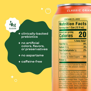 Bloom Pop Prebiotic Soda, Classic Orange, 12oz (Pack of 12)