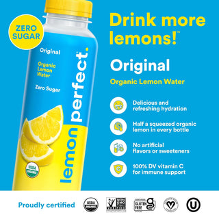 Lemon Perfect Lemon Water, Original Lemon, 15.2oz (Pack of 12)