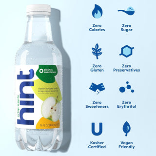 Hint Fruit-Infused Water, Crisp Apple, 16oz (Pack of 12)