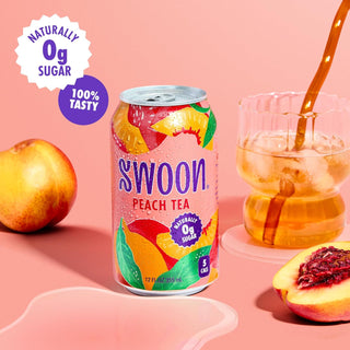 SWOON Sugar Free Iced Tea, Peach, 12oz (Pack of 12)