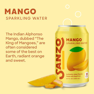Sanzo Flavored Sparkling Water, Mango (Alphonso), 12oz (Pack of 12)