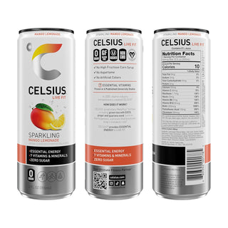 CELSIUS Sparkling Energy Drink, Mango Lemonade, 12oz (Pack of 12)