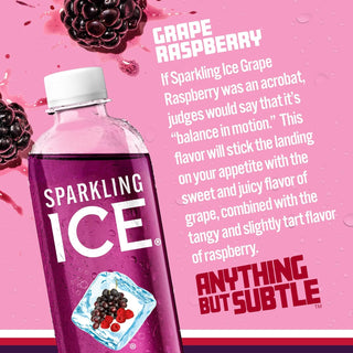 Sparkling Ice Flavored Sparkling Water, Grape Raspberry, 17 oz (Pack of 12)