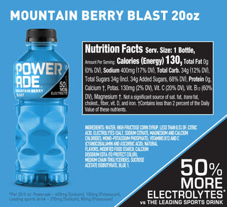 POWERADE Electrolyte Enhanced Sports Drink, Mountain Berry Blast, 20 fl oz (Pack of 24)