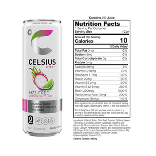 CELSIUS Fizz-Free Energy Drink, Dragon Fruit Lime, 12oz (Pack of 12)