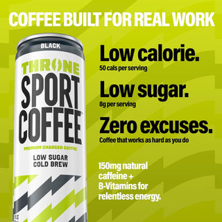 Throne Sport Cold Brew Coffee, Black, 11oz (Pack of 12)