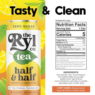 RYL Iced Tea, Half & Half, 16oz (Pack of 12)