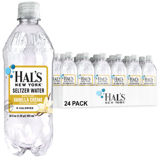 Hal's New York Seltzer Water 20oz, Vanilla Créme (Pack of 24)