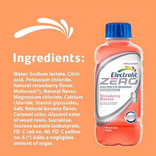 Electrolit ZERO Electrolyte Hydration Beverage, Strawberry Banana, 21oz (Pack of 12)