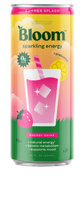 Bloom Sparkling Energy Drink, Summer Splash, 12oz (Pack of 12)