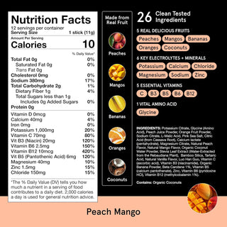 DryWater Electrolyte Powder Packets, Peach Mango, 0.39oz (Pack of 12)