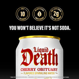 Liquid Death Sparkling Water, Cherry Obituary, 12oz (Pack of 12)