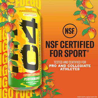 Cellucor C4 Performance Zero Sugar Energy Drink, Mango Fuego, 16 oz (Pack of 12)