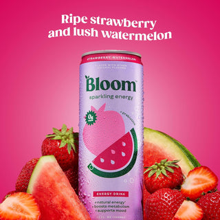 Bloom Sparkling Energy Drink, Strawberry Watermelon, 12oz (Pack of 12)