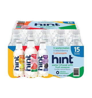 Hint Premium Essence Water, 3 Flavor Variety Club Pack, 16 Oz Bottles (15 Pack)