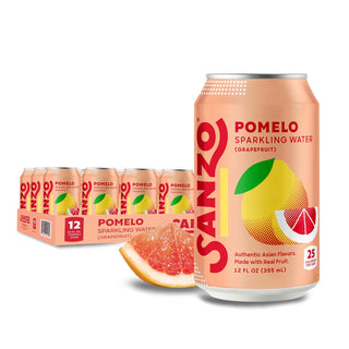 Sanzo Flavored Sparkling Water, Pomelo (Grapefruit), 12oz (Pack of 12)