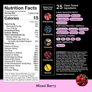 DryWater Electrolyte Powder Packets, Mixed Berry, 0.39oz (Pack of 12)