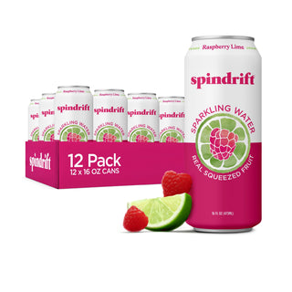 Spindrift Fruit Flavored Sparkling Water, Raspberry Lime, 16oz (Pack of 12)