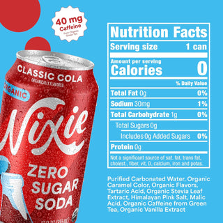 Nixie Organic Zero Sugar Soda, Classic Cola, 12oz (Pack of 12)