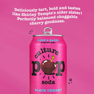 Culture Pop Sparkling Probiotic Soda, Black Cherry, 12oz (Pack of 12)