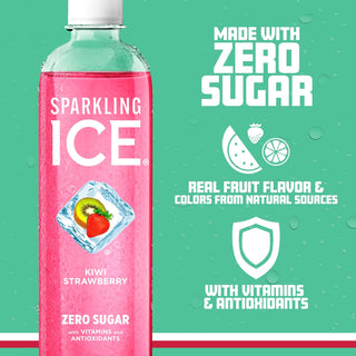 Sparkling Ice Flavored Sparkling Water, Kiwi Strawberry, 17 oz (Pack of 12)