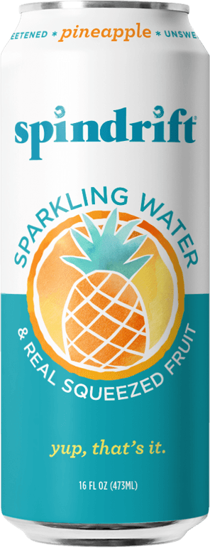 Spindrift Fruit Flavored Sparkling Water, Pineapple, 16oz (Pack of 12)