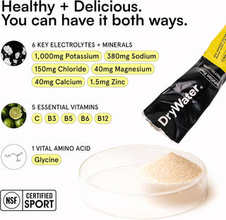 DryWater Electrolyte Powder Packets, Lemon Lime, 0.39oz (Pack of 12)
