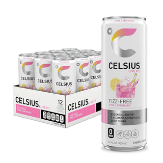 CELSIUS Fizz-Free Energy Drink, Pink Lemonade, 12oz (Pack of 12)