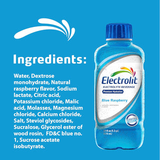 Electrolit Electrolyte Hydration Beverage, Blue Raspberry, 21oz (Pack of 12)