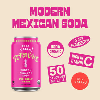 De La Calle Tepache Modern Mexican Soda, Prickly Pear Cactus, 12oz (Pack of 12)