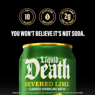 Liquid Death Sparkling Water, Severed Lime, 12oz (Pack of 12)