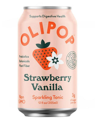 Olipop Sparkling Prebiotic Soda, Strawberry Vanilla, 12oz (Pack of 12)