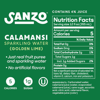Sanzo Flavored Sparkling Water, Calamansi (Lime), 12oz (Pack of 12)