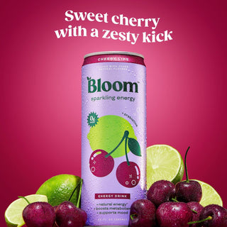 Bloom Sparkling Energy Drink, Cherry Lime, 12oz (Pack of 12)