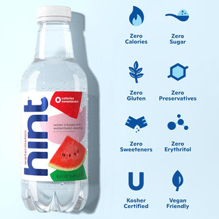 Hint Fruit-Infused Water, Watermelon, 16oz (Pack of 12)
